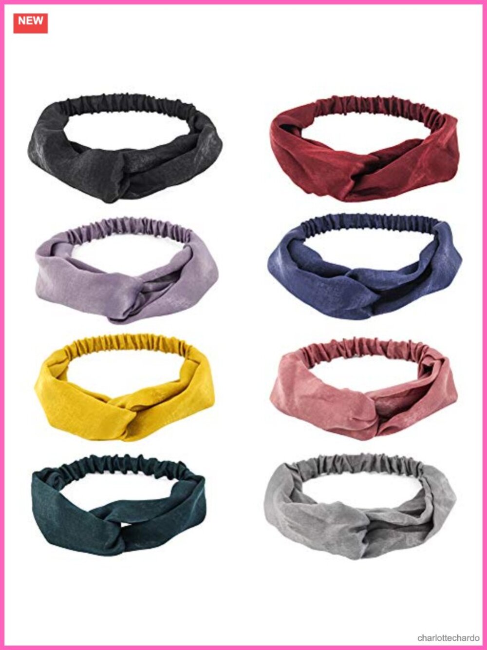 Women's Silk Satin Criss Cross Headbands Elastic Twisted Knot Hair Wrap Set of 8